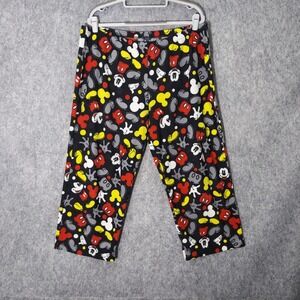 Disney Women Pajama Pants XL Mickey Mouse Pieces Fleece Elastic‎ Waist Wide Leg